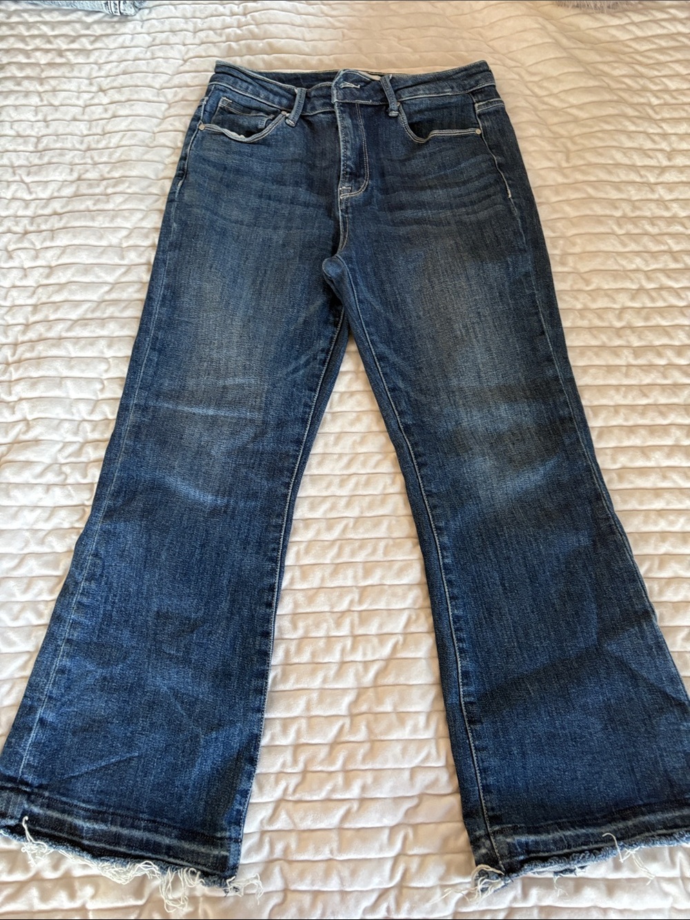 Risen Flare Jeans with Raw Hem